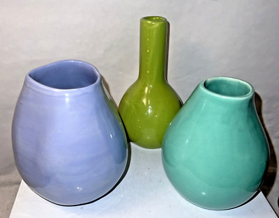 Barbara Eigen ceramic studio vases x3 organic modern contemporary B. Eigen USA
