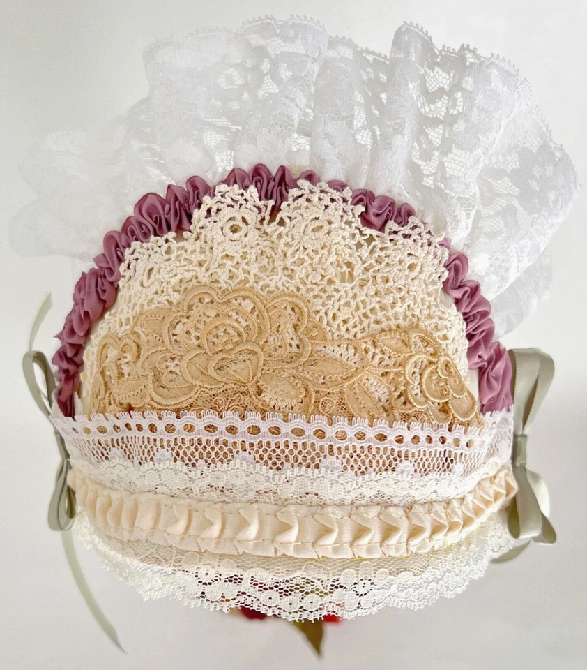 Reproducción de recreación victoriana de la Guerra Civil sombrero de día para mujer malva y verde Foto 4 de 4