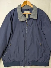Vintage L.L Bean Fleece Full Zip Bomber Jacket Navy Blue Men's XL Reg