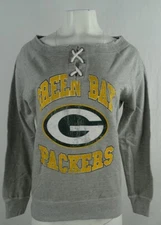 NFL Women's Gray Distressed Slouch Neck Pullover Sweater "Off The Shoulder"
