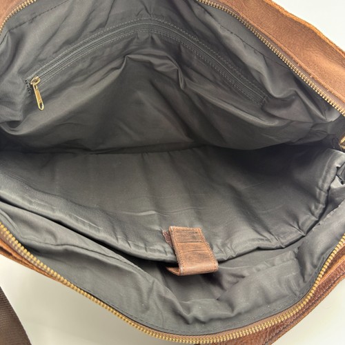 Leather Briefcase Laptop Bag Casual Messenger Top Handle Crossbody Distressed - Picture 13 of 22