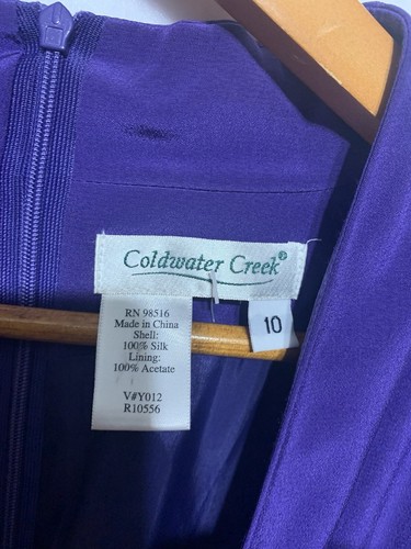 Coldwater Creek Silk Dress Sz 10P Purple Wrap Around Raglan Sleeve Parties - Picture 3 of 10