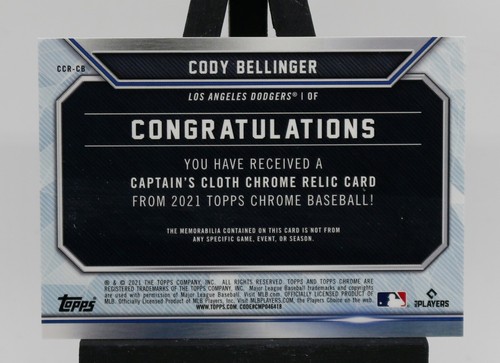 2021 Topps Chrome Cody Bellinger Captain's Cloth Relic Orange Refractor #05/25 - Picture 2 of 2