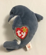 Ty Beanie Baby ECHO the Dolphin - 12-21-96 - w/Tag Errors - Retired Vintage!!!
