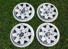 Set Of 4 Vtg Namsco Universal 15 White Trailer Wheel Covers Hubcaps Painted Set Of 4 Vtg Namsco Universal 15 White Trailer Wheel Covers Hubcaps Painted
