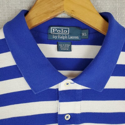VTG POLO RALPH LAUREN Size XL Mens Blue/White Sailor Stripe Polo