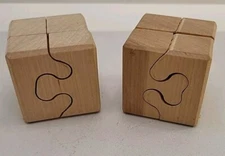 Set Of 2 Cube Wooden Puzzle Brain Teasers