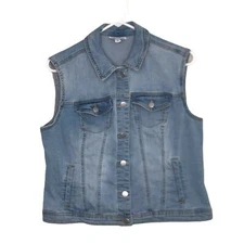 Westport Light Wash Blue Jean Denim Button Down Vest Size Medium