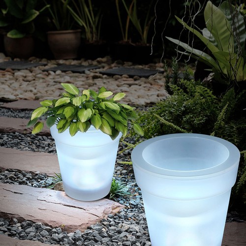 LED Solar Leuchte weiß Außen Garten Deko Lampe Blumen Topf Pflanzen Kübel Kasten - Bild 10 von 12