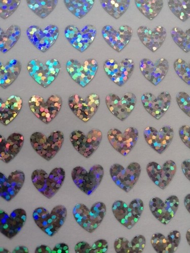 Holographic Hearts - Glittery Sparkly Waterproof Stickers Peel Offs 10 x 10 mm - Picture 3 of 19