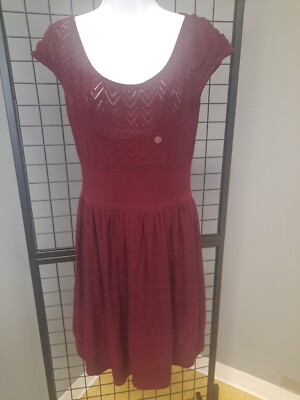 open lace back dress Buy American Eagle Women Cable Knit Sweater Mini Dress, Burgundy, XL at  Amazon.in main image 1