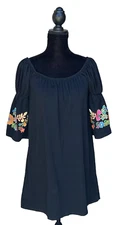 VaVa by Joy Han Dress Size S M Embroidered Floral On Off-Shoulder Dress Boho