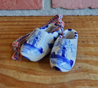 Dutch Holland Look Ceramic Miniature Shoes Collectible Hand Painted Blue