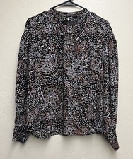 Banana Republic LS Paisley Volume Sleeve Top Size Large EUC 25 Pit To Pit