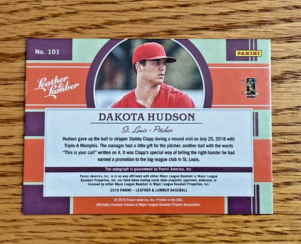 DAKOTA HUDSON 2019 Panini Leather & Lumber #101 Rookie RC Leather Auto Black /25 - Image 2 of 2