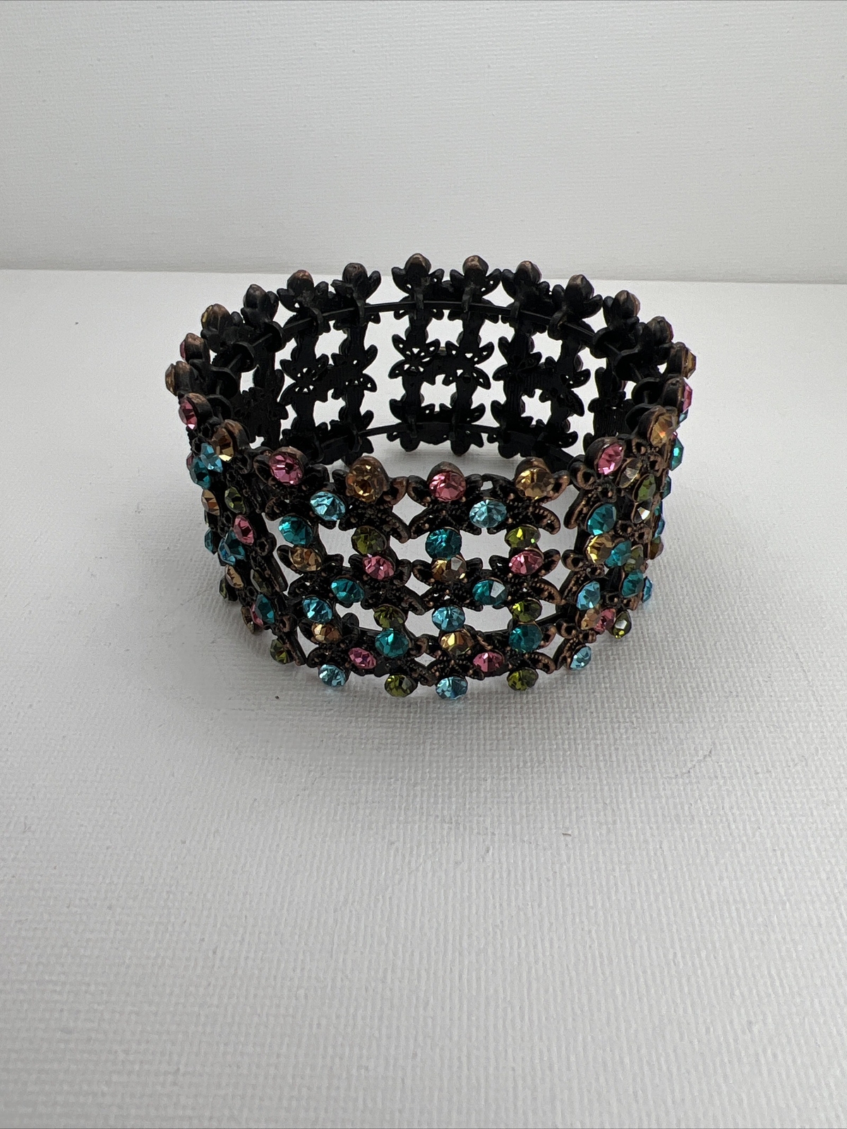 Rhinestone Multicolor Stretch Bangle Bracelet Ind… - image 3