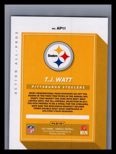 2021 Donruss #AP11 T.J. Watt Action All-Pros - Picture 2 of 2