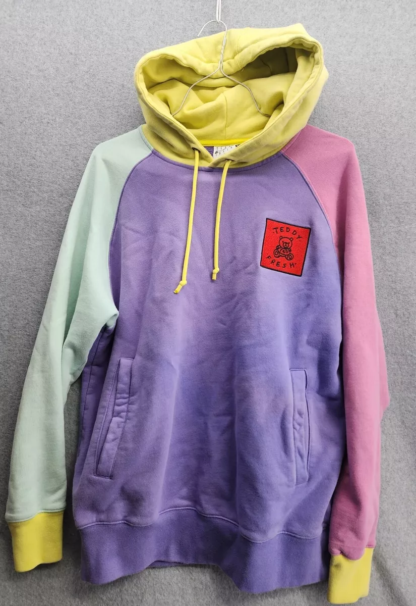 ORIGINAL Teddy Fresh Color Block Hoodie Hooded Sweatshirt Pastel Purple  Small