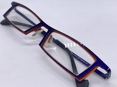Theo Belgium Eyeglasses Womens Brown Blue Full Rim 151 Rectangular Cucco Medium