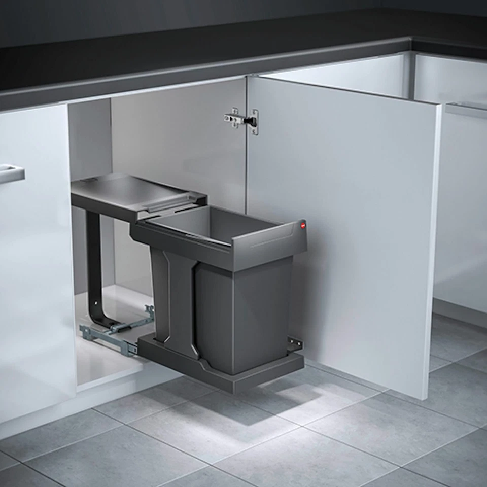 Abfallsammler Solo 20L Dunkelgrau Abfalleimer mit Ausfahrautomatik Hailo 3636001 - Bild 2 von 4