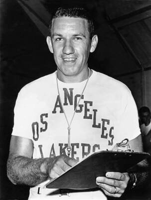 Los Angeles Lakers Head Coach Fred Schaus Poses  Old Basketball Photo