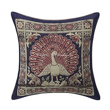 Decorative Ethnic Brocade Throw Pillow Cover Jacquard 30x30 cm Peacock Cushion
