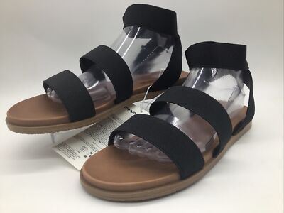 Amazon Essentials Women s Black Strappy Elastic Ankle Strap Sandals Sz. 11M