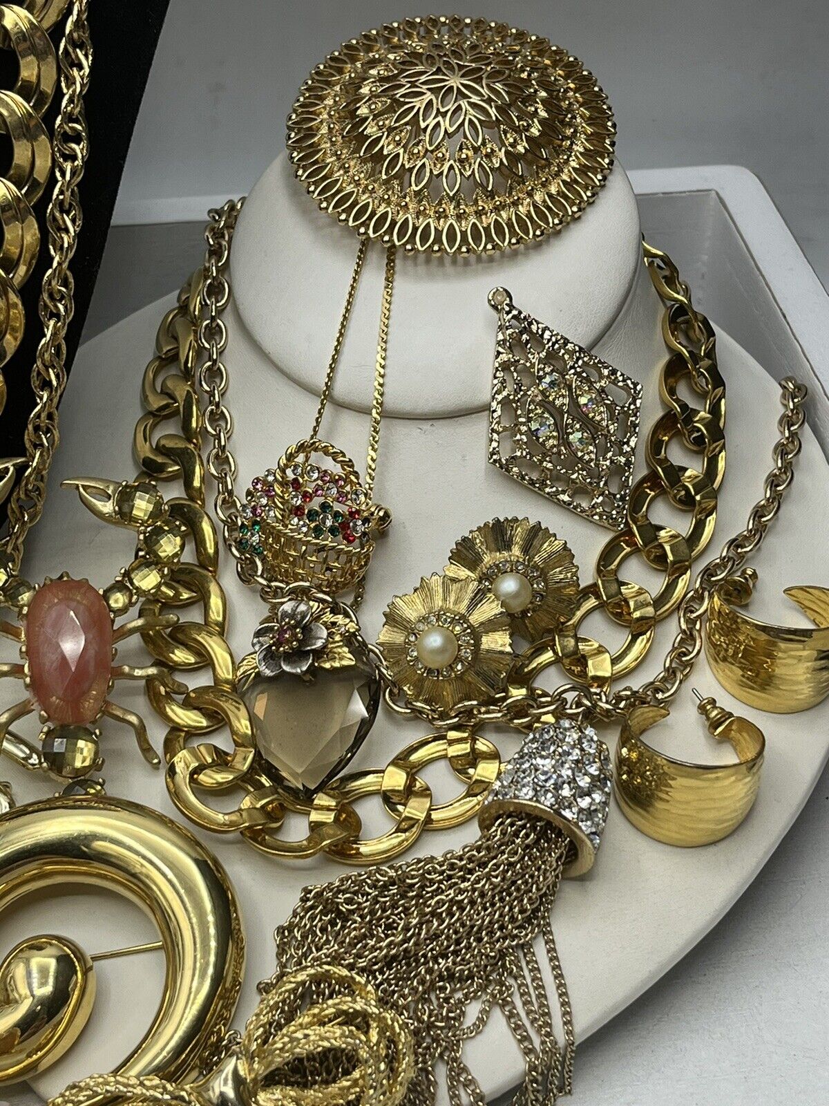 Huge Lot Of Gold Tone Jewelry Some Signed - image 3