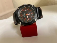 Lucien Piccard Men's LP-281270R date at 3 black leather band watch