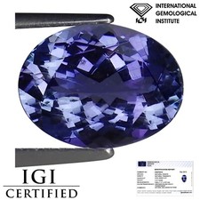 2.37 Ct IGI Certified AA Natural Tanzanite Gemstone Green Bluish Violet Oval Cut