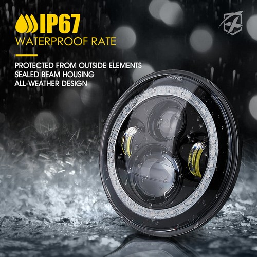 Faros LED XPRITE 7" PUNTO 90W RGB Halo DRL para 97-18 Jeep Wrangler TJ LJ JK - Imagen 6 de 7