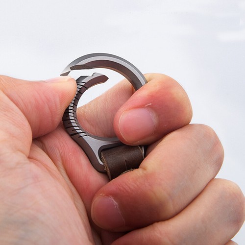 EDC Titanium Alloy Leather Porable Hanging Buckle Car Keychain Key Belt Waist - Picture 7 of 12
