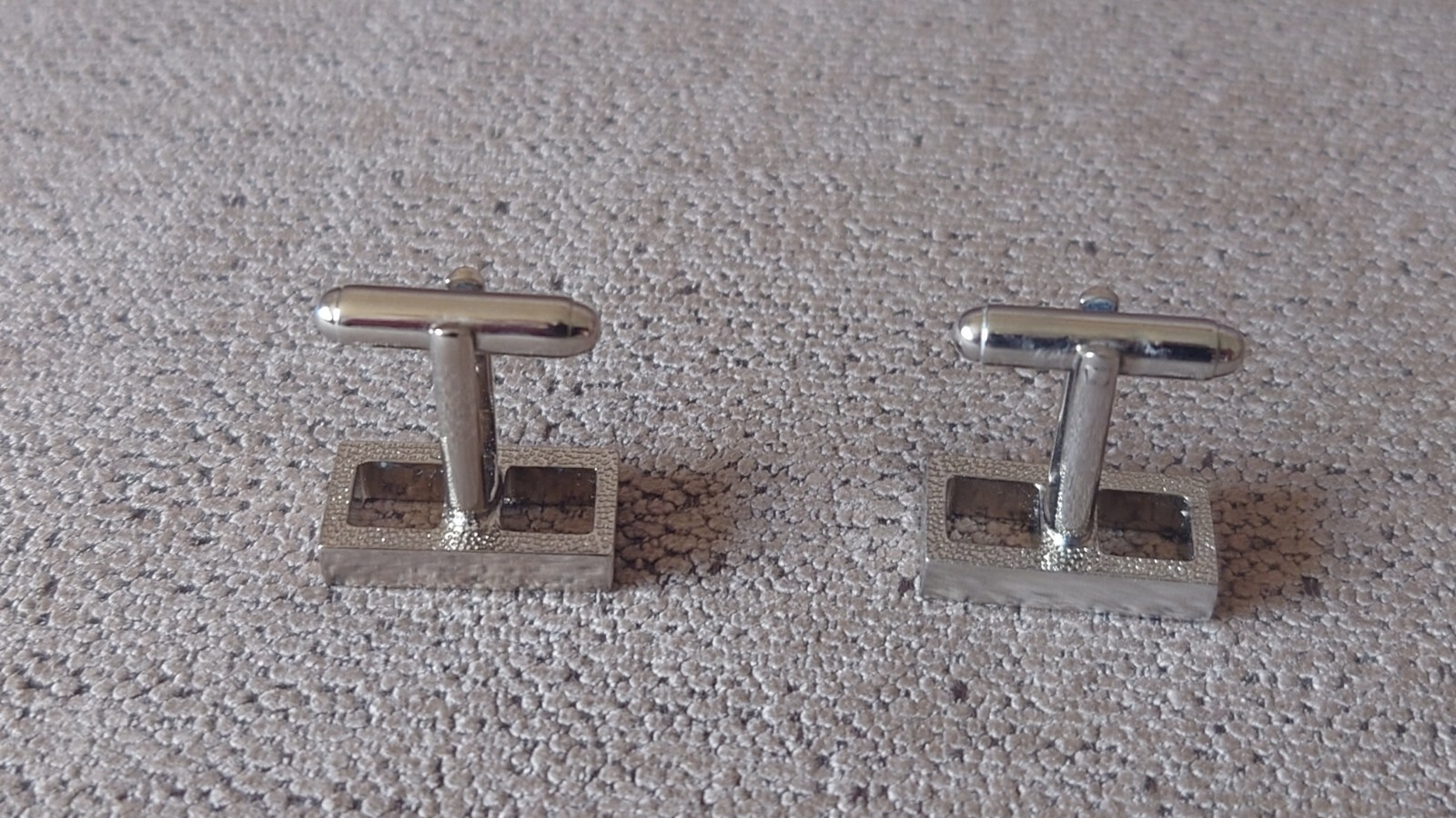 Rectangle Square Cufflinks Silver Tone Window Sha… - image 5