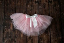 Light Pink Baby Toddler Tutu with White Satin Bow 12 inch long Fits 1 - 8 years 