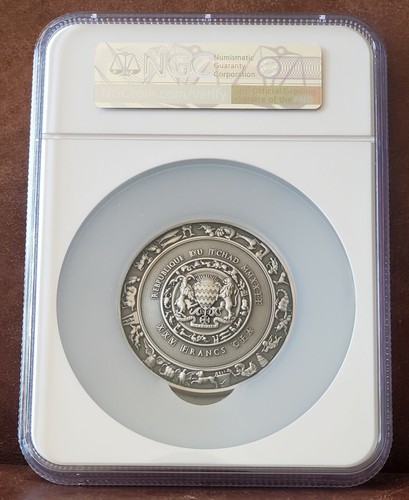 2022 NGC MS 70 CHAD 5oz Silver 25KF "Dii CONSENTES" 27/79 Antiqued - Picture 2 of 3