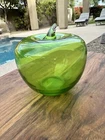 Hand-Blown Green Glass Apple Paperweight 4”x4” - Attributed to Blenko