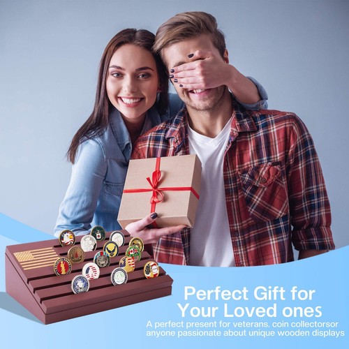 Eleganter Mahagoni Challenge Münzhalter für Militärhelden und Sammler - Bild 8 von 10