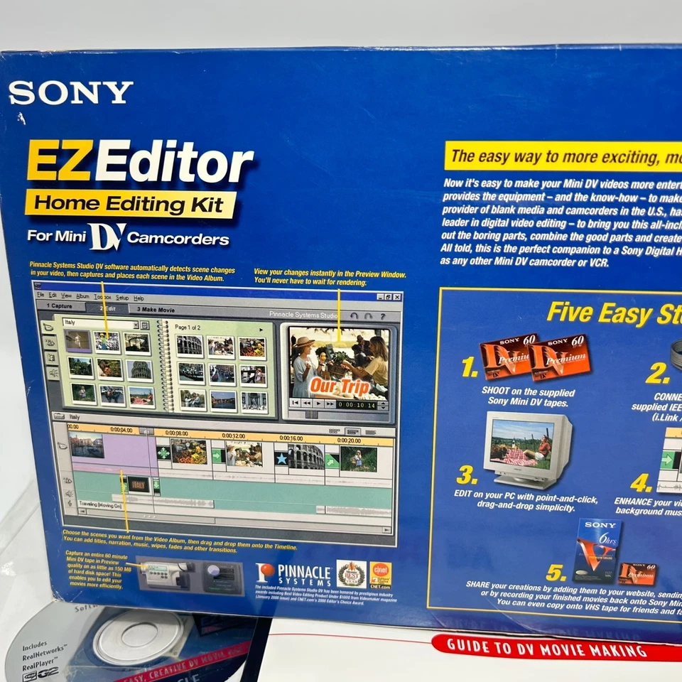 Kit de edición de video doméstico Sony EZ Editor para videocámaras Mini DV Windows 98 ME 2000 Foto 4 de 4