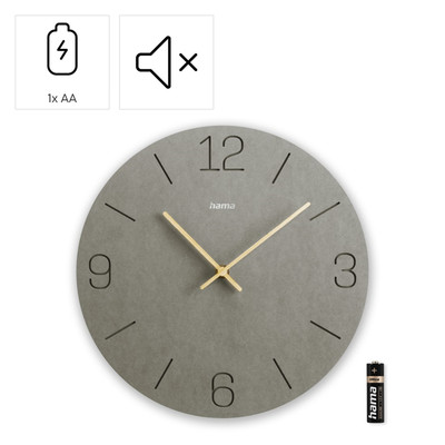 Hama Wanduhr Uhr lautlos geräuschlos modern 30 cm aus MDF eingravierte Ziffern