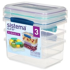1 Litre Stackable Meal Prep Containers, Airtight Lids, 3 Pack, BPA Free