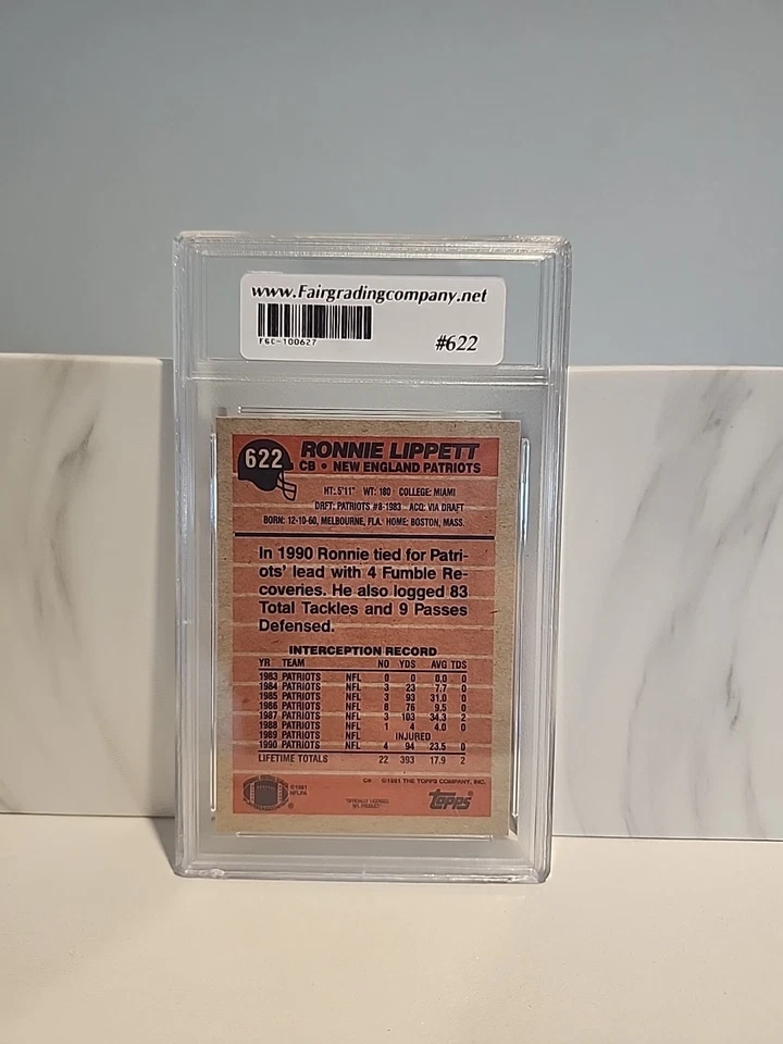 💎💎 1991 Topps #622 Ronnie Lippett 💎 GRADED FGC8 NEAR MINT 💎💎  - Image 2 of 2