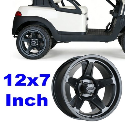 Arisun Series 88  Ram 12  x 7  Full Matte Gunmetal Golf Cart Wheel