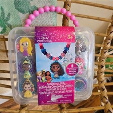 Disney Parks Kids Jewelry Making Kit 5 Necklaces Ariel Rapunzel Belle Moana...