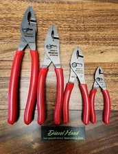 *NEW * Snap On Tools 4 Pc RED Combination Plier Set 44cf 46acf 47acf 49acf