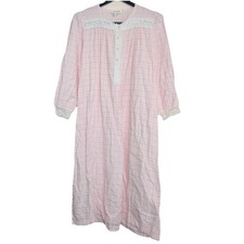 Christian Dior Pink Gingham Lace Trim Nightgown Robe Sleepwear L