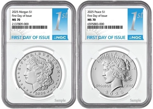 2025 Morgan & Peace Silver Dollar $1 NGC MS70 First Day Of Issue .#891
