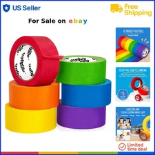 Colored Masking Tape 6 Pack Paper 10 Yards Bright Colors Arts Crafts Labeling