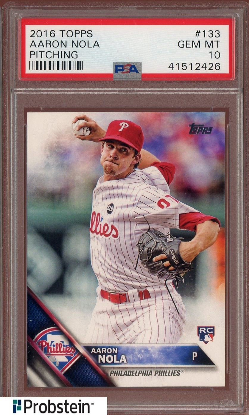 2016 Topps #133 Aaron Nola Pitching Phillies RC Rookie PSA 10 GEM MINT
