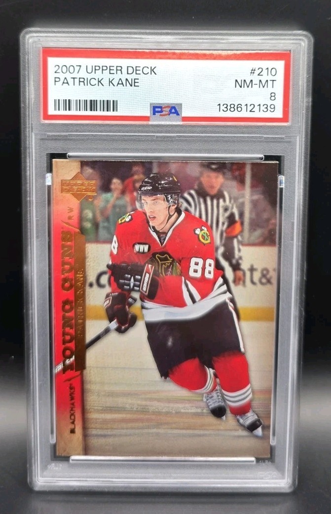 2007-08 Upper Deck Young Guns Patrick Kane #210 PSA 8 NM-MT Rookie RC