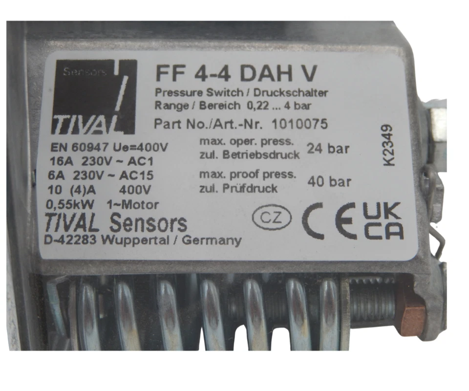 Druckschalter Tival FF4-4 (0,22–4 bar) – Fanalschalter für Putzmaschine PFT G4 - Bild 2 von 4
